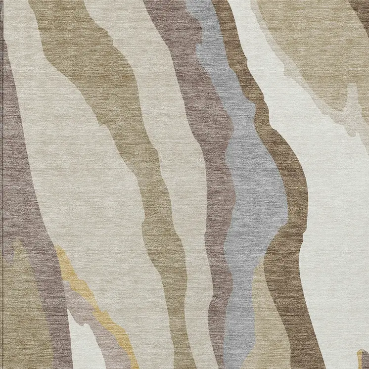 8' X 10' Beige Brown And Gray Abstract Washable Indoor Outdoor Area Rug