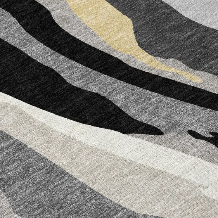 8' X 10' Black Gray And Tan Abstract Washable Indoor Outdoor Area Rug