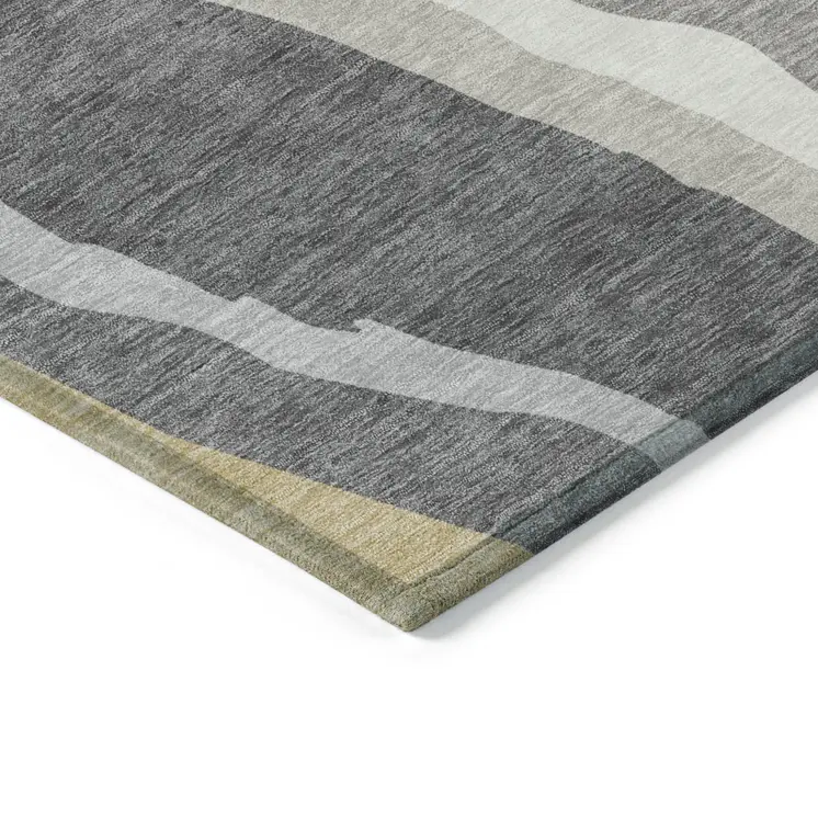10' X 14' Black Gray And Tan Abstract Washable Indoor Outdoor Area Rug