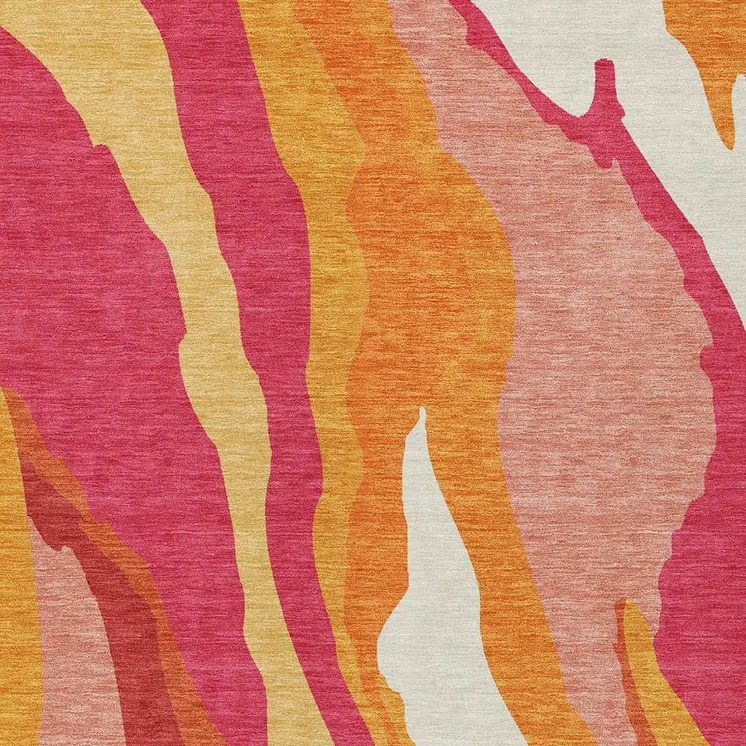 3' X 5' Blush Copper And Ivory Abstract Washable Indoor Outdoor Area Rug