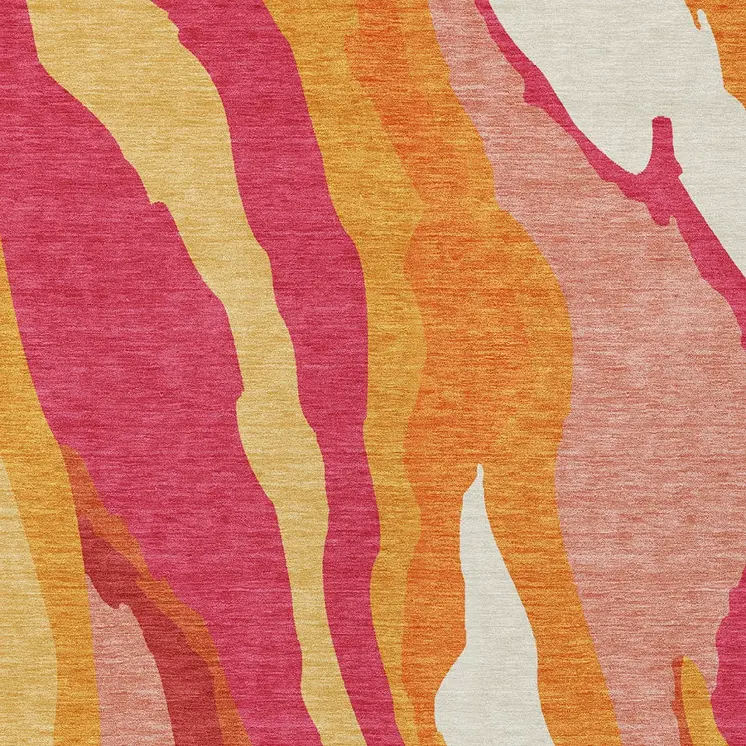 5' X 8' Blush Copper And Ivory Abstract Washable Indoor Outdoor Area Rug