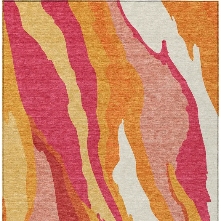 9' X 12' Blush Copper And Ivory Abstract Washable Indoor Outdoor Area Rug