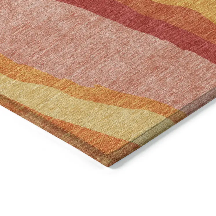 9' X 12' Blush Copper And Ivory Abstract Washable Indoor Outdoor Area Rug