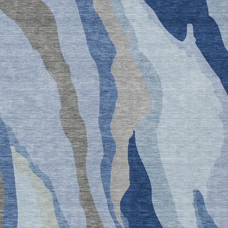 10' X 14' Blue Gray And Ivory Abstract Washable Indoor Outdoor Area Rug