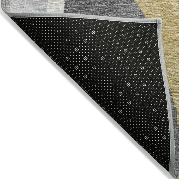5' X 8' Gray Charcoal And Tan Abstract Washable Indoor Outdoor Area Rug