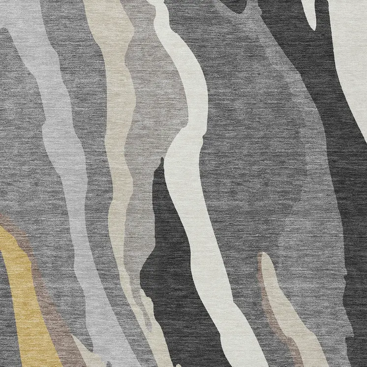 10' X 14' Gray Charcoal And Tan Abstract Washable Indoor Outdoor Area Rug