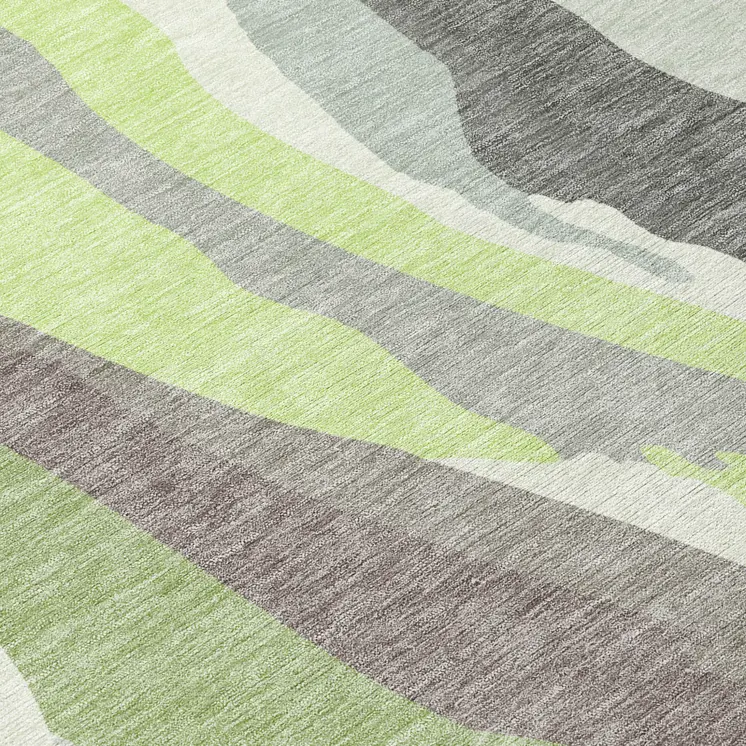 3' X 5' Mint Green Gray And Charcoal Abstract Washable Indoor Outdoor Area Rug