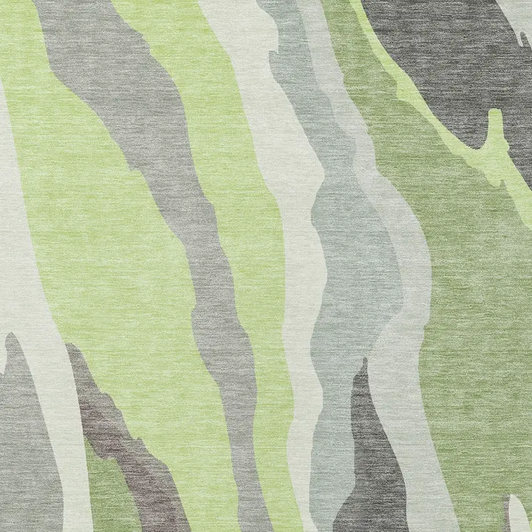 5' X 8' Mint Green Gray And Charcoal Abstract Washable Indoor Outdoor Area Rug