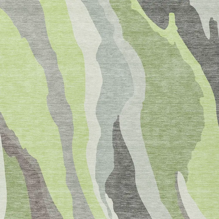 8' X 10' Mint Green Gray And Charcoal Abstract Washable Indoor Outdoor Area Rug