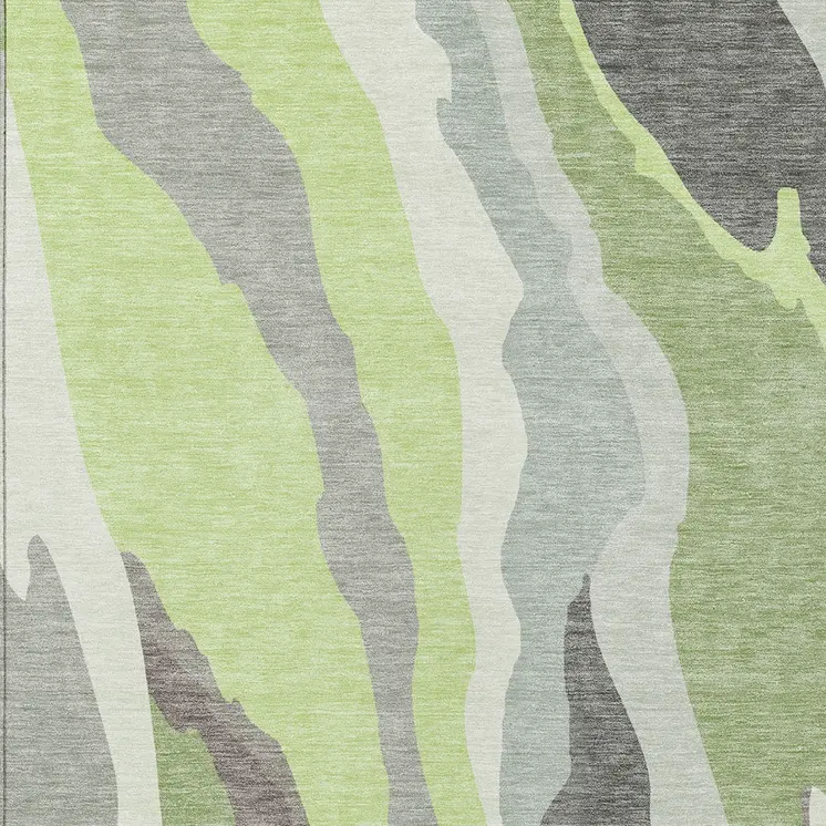 10' X 14' Mint Green Gray And Charcoal Abstract Washable Indoor Outdoor Area Rug