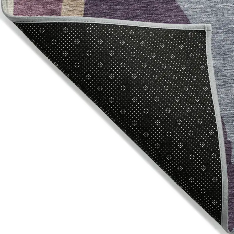 9' X 12' Plum Purple And Ivory Abstract Washable Indoor Outdoor Area Rug