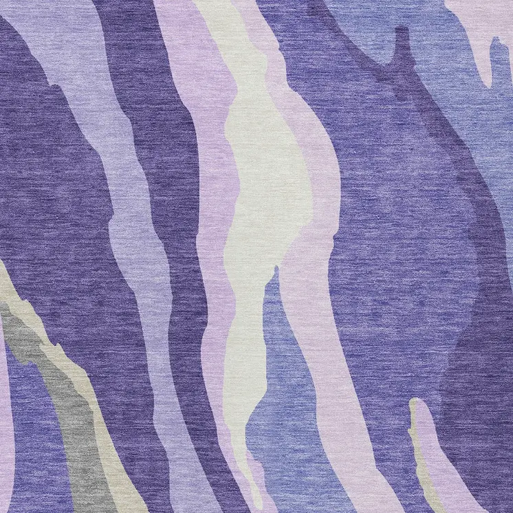 5' X 8' Purple Lavender And Ivory Abstract Washable Indoor Outdoor Area Rug