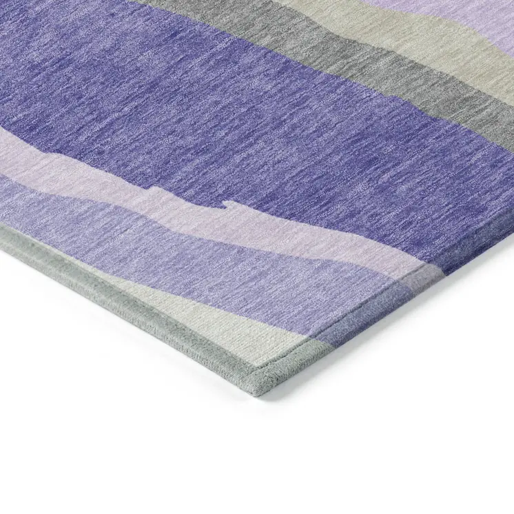 8' X 10' Purple Lavender And Ivory Abstract Washable Indoor Outdoor Area Rug