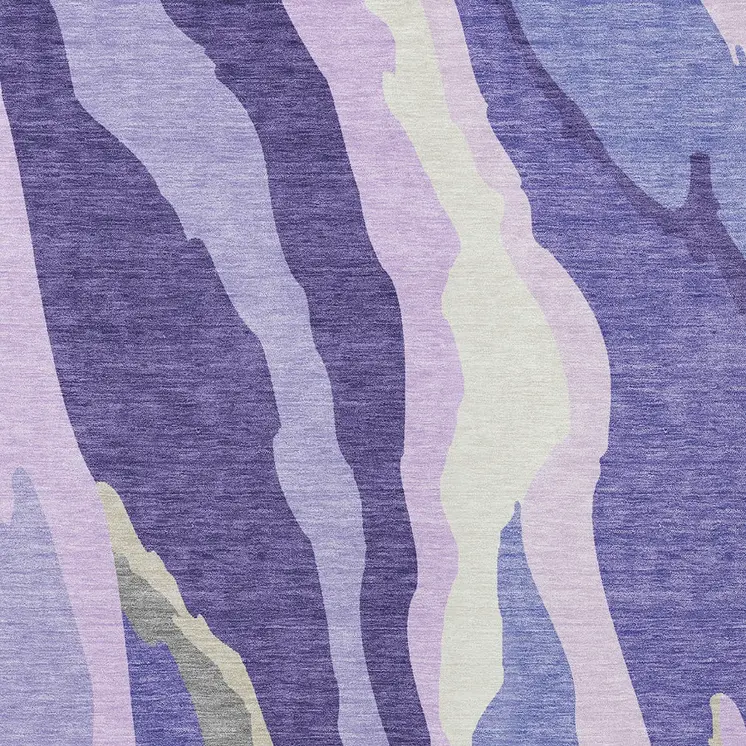 8' X 10' Purple Lavender And Ivory Abstract Washable Indoor Outdoor Area Rug