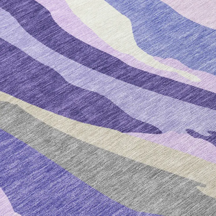 8' X 10' Purple Lavender And Ivory Abstract Washable Indoor Outdoor Area Rug