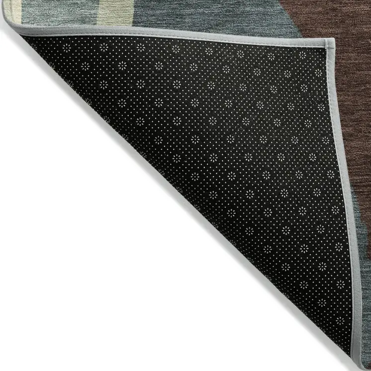 3' X 5' Sage Brown And Beige Abstract Washable Indoor Outdoor Area Rug