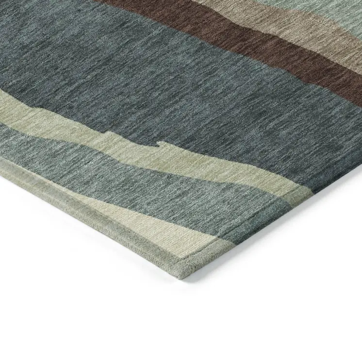 8' Sage Brown And Beige Round Abstract Washable Indoor Outdoor Area Rug