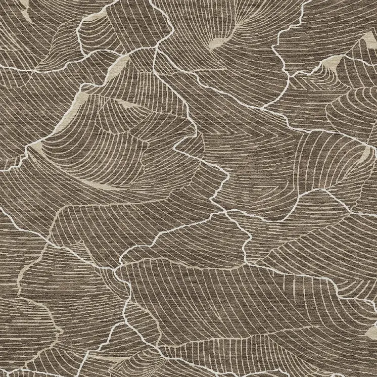 5' X 8' Brown And Ivory Abstract Washable Indoor Outdoor Area Rug