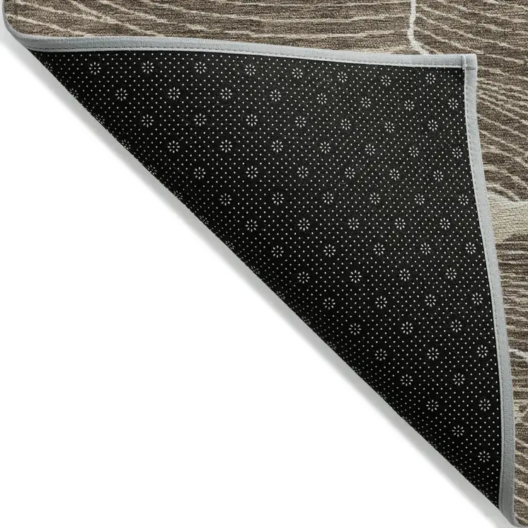 8' X 10' Brown And Ivory Abstract Washable Indoor Outdoor Area Rug