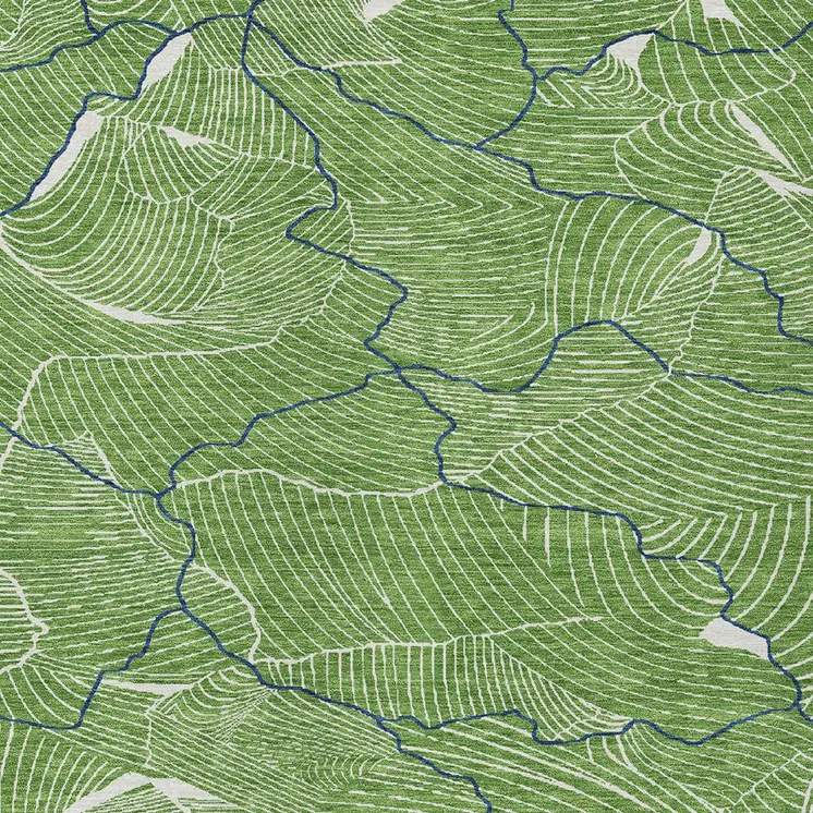 3' X 5' Green Blue And Ivory Abstract Washable Indoor Outdoor Area Rug