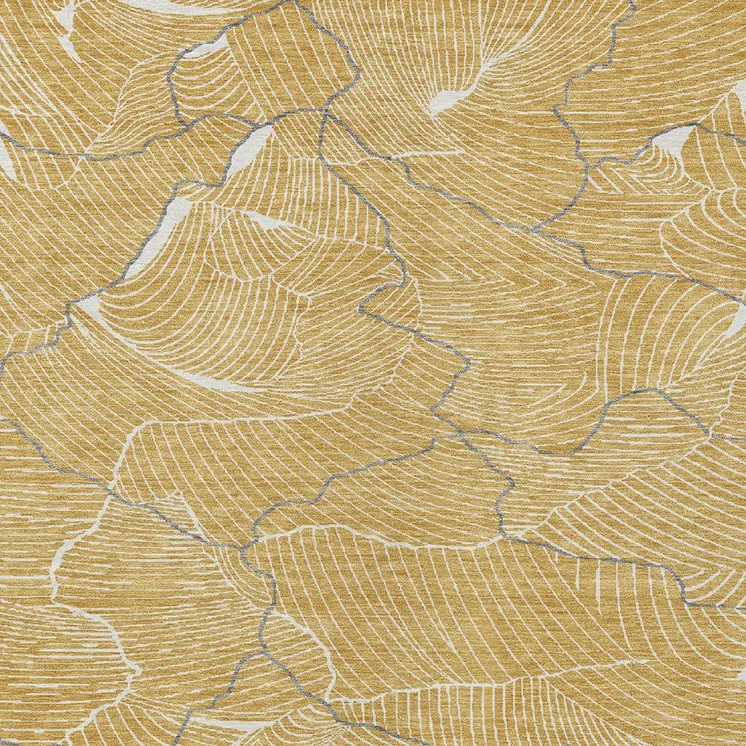 9' X 12' Gold Charcoal And Ivory Abstract Washable Indoor Outdoor Area Rug