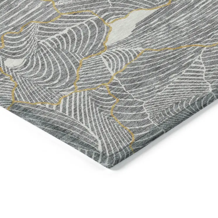 3' X 5' Gray Brown And Ivory Abstract Washable Indoor Outdoor Area Rug