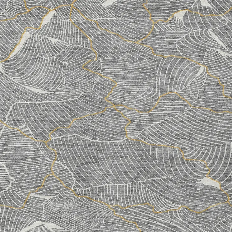 3' X 5' Gray Brown And Ivory Abstract Washable Indoor Outdoor Area Rug