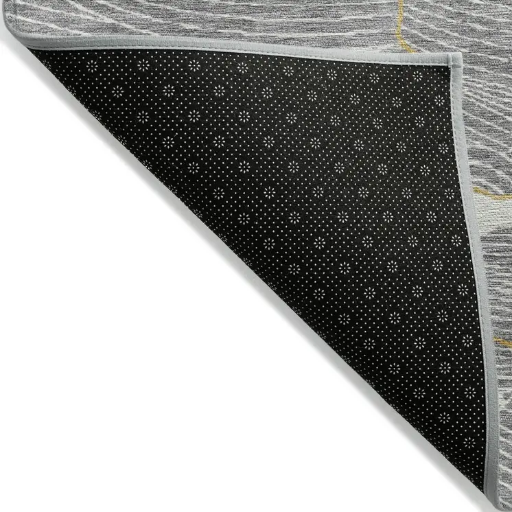 10' X 14' Gray Brown And Ivory Abstract Washable Indoor Outdoor Area Rug
