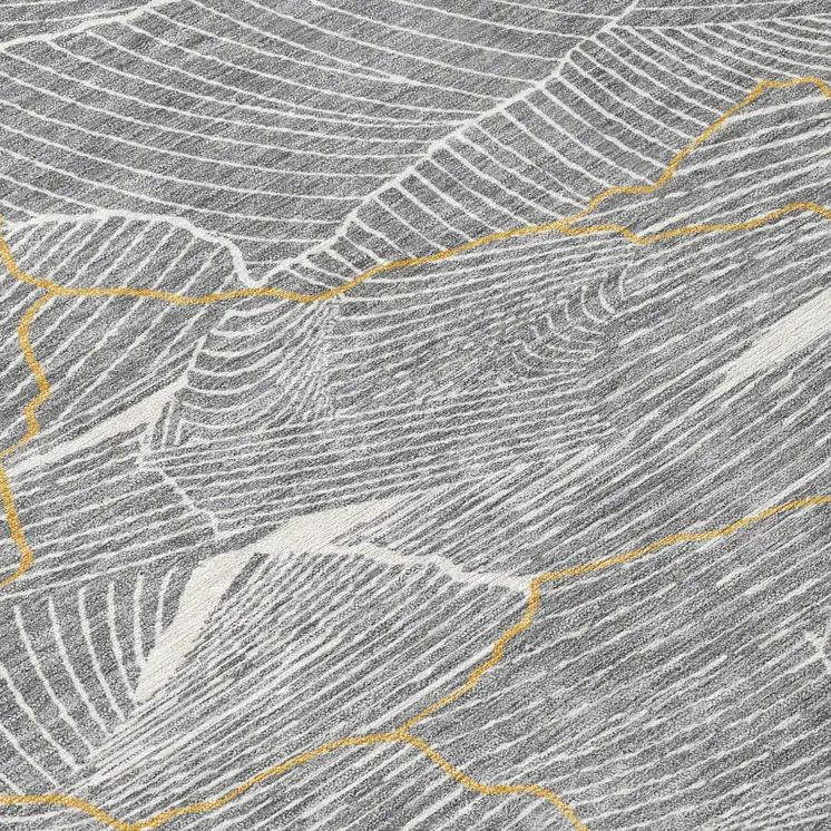 10' X 14' Gray Brown And Ivory Abstract Washable Indoor Outdoor Area Rug