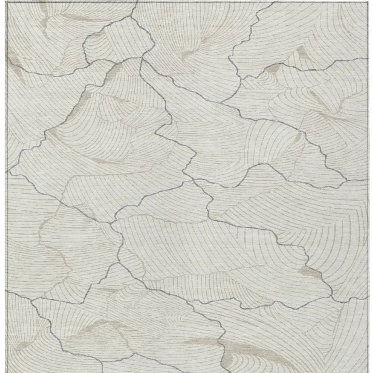 3' X 5' Ivory And Gray Abstract Washable Indoor Outdoor Area Rug