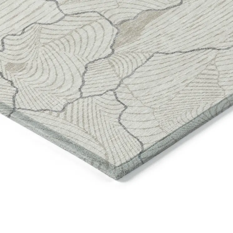 3' X 5' Ivory And Gray Abstract Washable Indoor Outdoor Area Rug