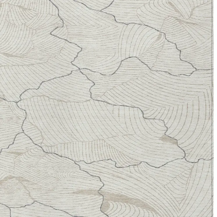 5' X 8' Ivory And Gray Abstract Washable Indoor Outdoor Area Rug