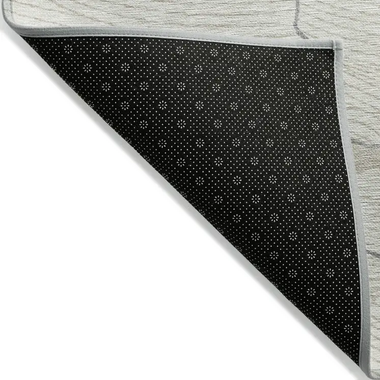8' Ivory And Gray Round Abstract Washable Indoor Outdoor Area Rug