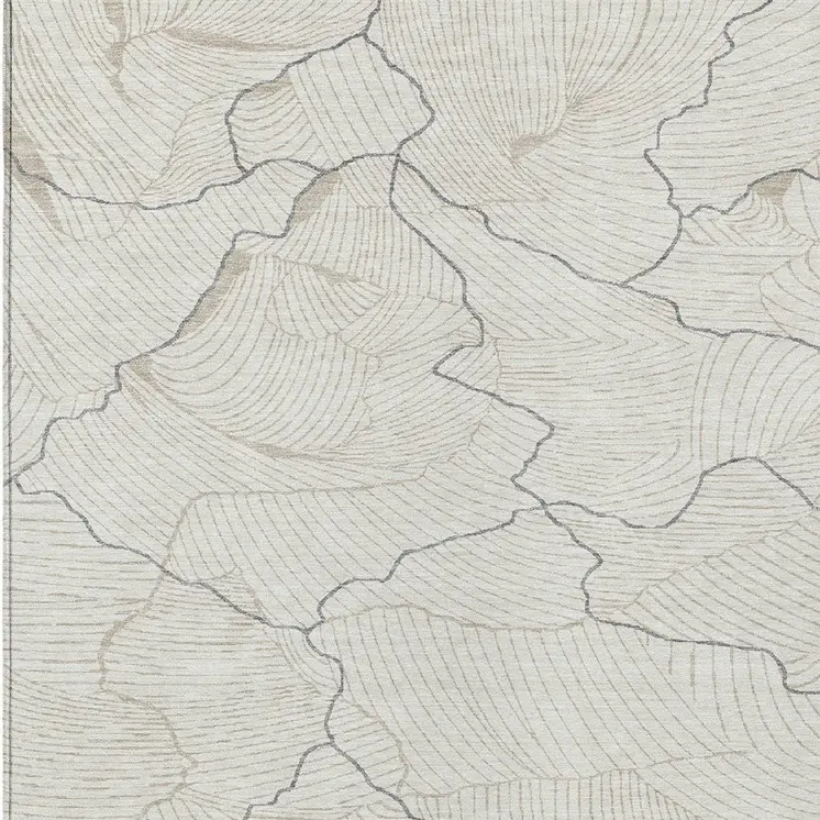 8' X 10' Ivory And Gray Abstract Washable Indoor Outdoor Area Rug