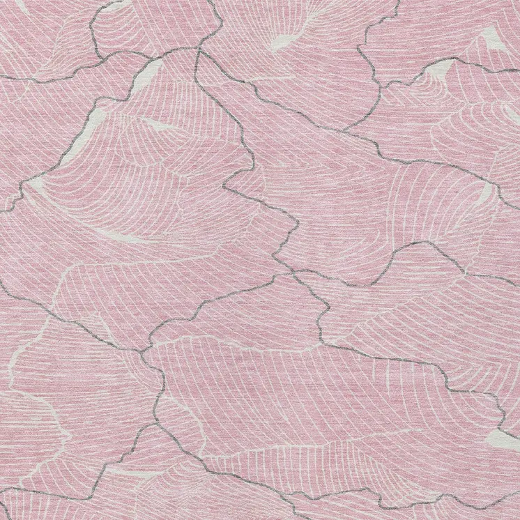 8' X 10' Pink Ivory And Gray Abstract Washable Indoor Outdoor Area Rug