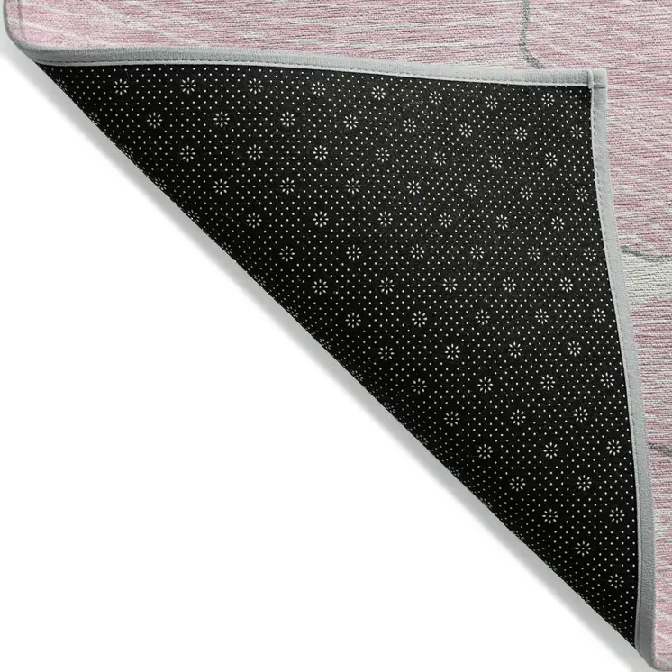 10' X 14' Pink Ivory And Gray Abstract Washable Indoor Outdoor Area Rug