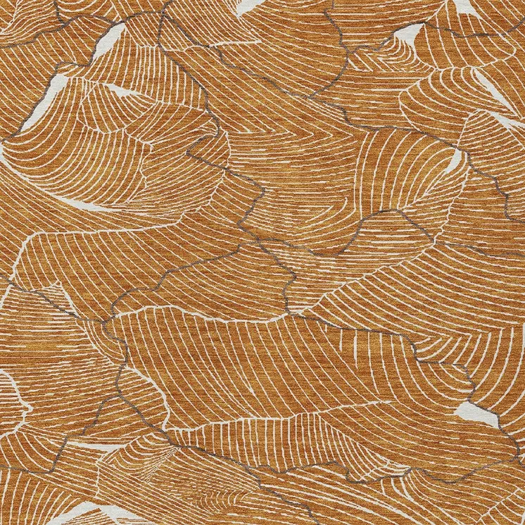 9' X 12' Copper Brown And Ivory Abstract Washable Indoor Outdoor Area Rug