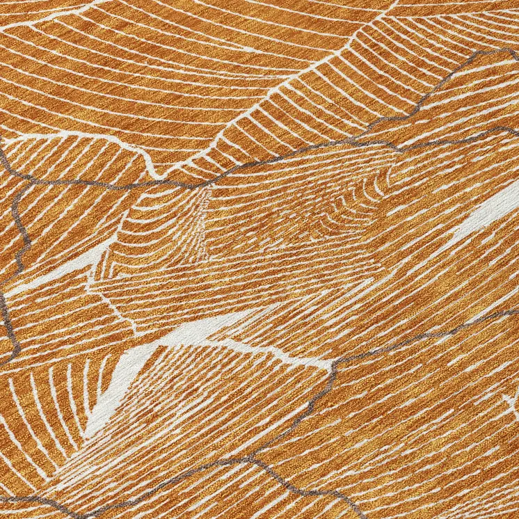 10' X 14' Copper Brown And Ivory Abstract Washable Indoor Outdoor Area Rug