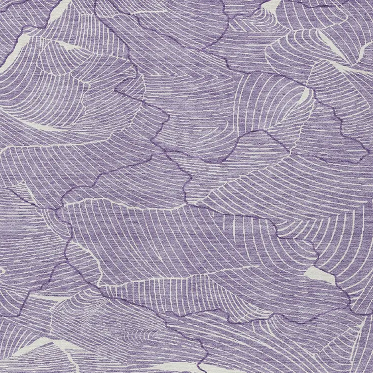 3' X 5' Purple And Ivory Abstract Washable Indoor Outdoor Area Rug