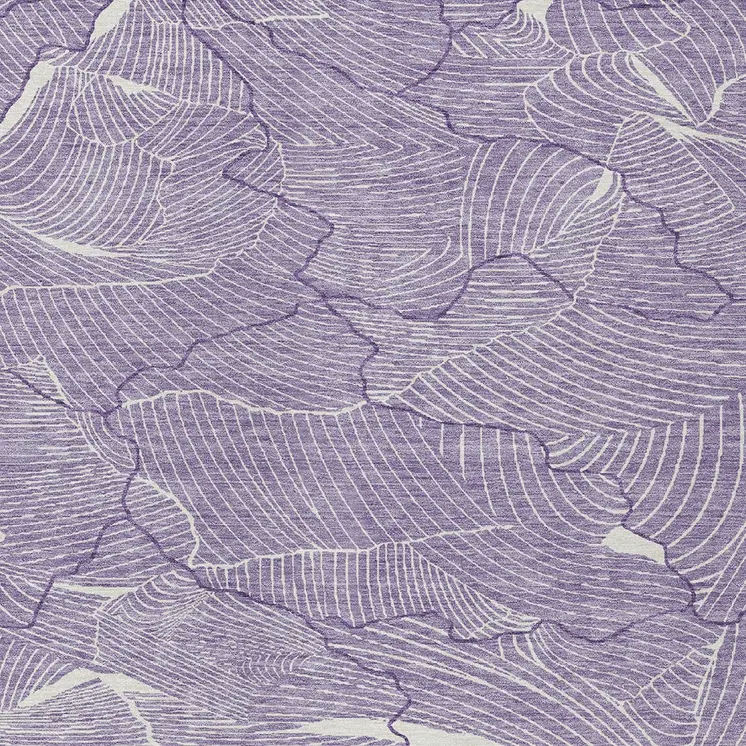 8' X 10' Purple And Ivory Abstract Washable Indoor Outdoor Area Rug