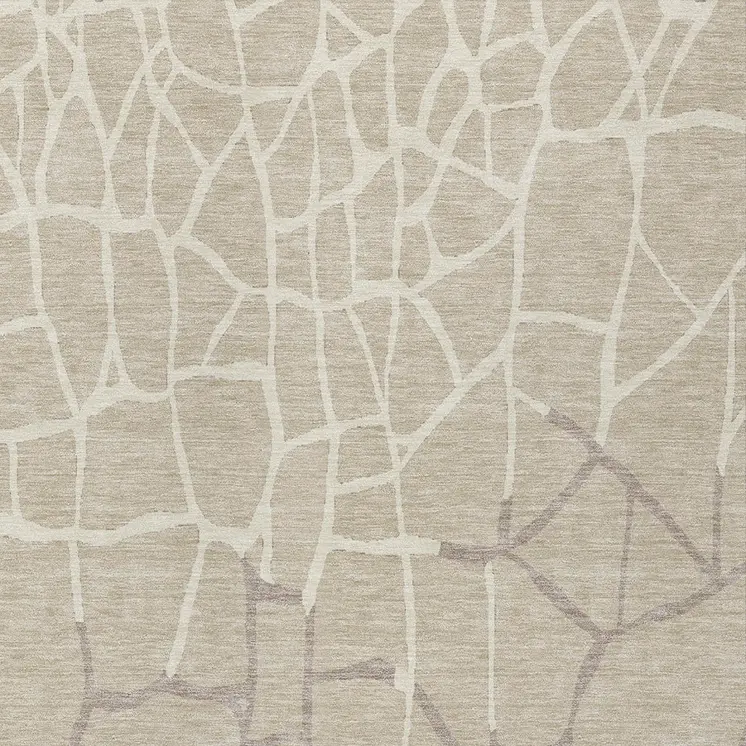 5' X 8' Beige And Tan Abstract Washable Indoor Outdoor Area Rug