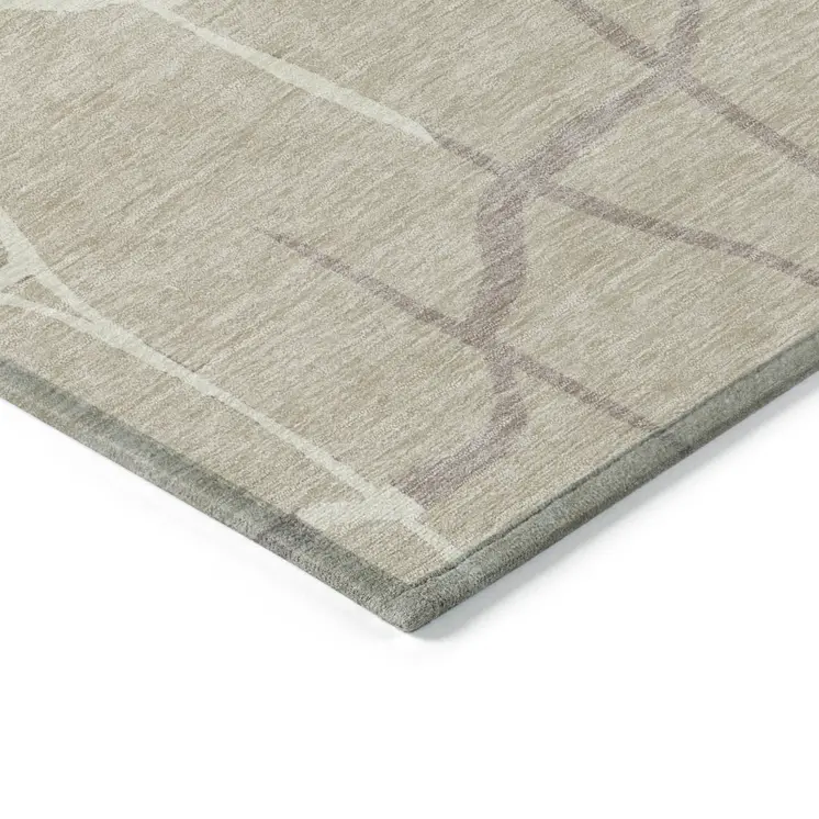 8' X 10' Beige And Tan Abstract Washable Indoor Outdoor Area Rug
