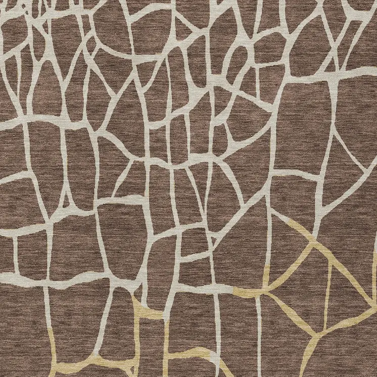 8' X 10' Brown And Tan Abstract Washable Indoor Outdoor Area Rug