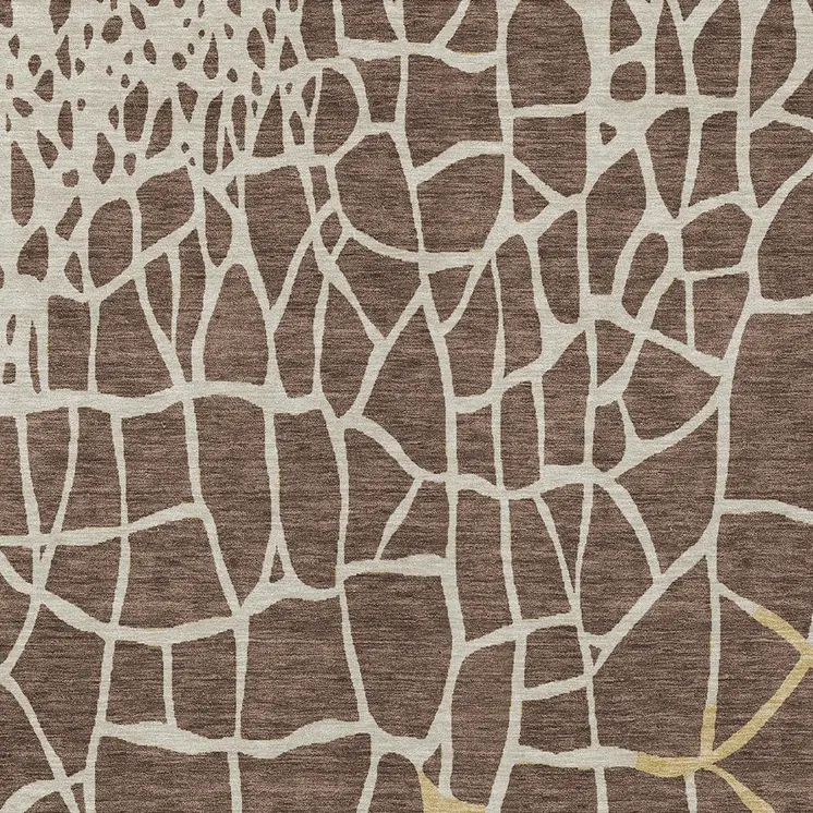 9' X 12' Brown And Tan Abstract Washable Indoor Outdoor Area Rug