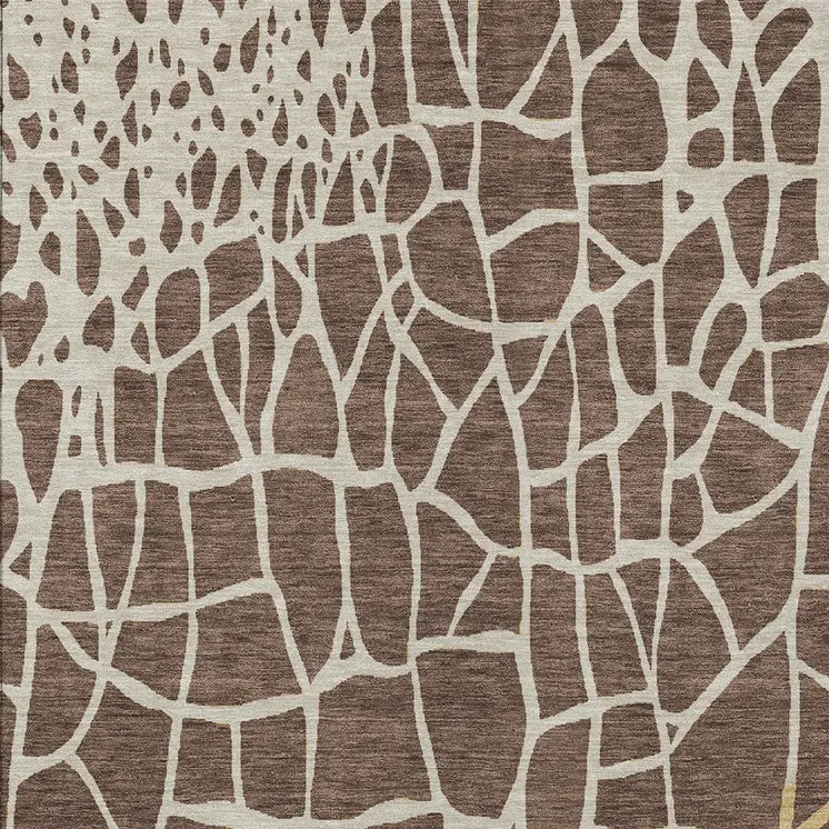 10' X 14' Brown And Tan Abstract Washable Indoor Outdoor Area Rug