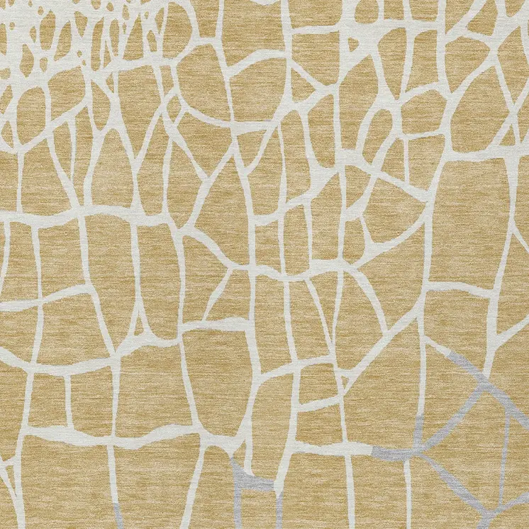 5' X 8' Gold And Beige Abstract Washable Indoor Outdoor Area Rug