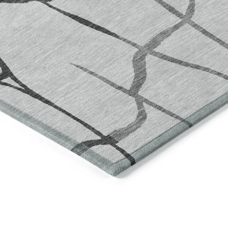 3' X 5' Gray And Charcoal Abstract Washable Indoor Outdoor Area Rug