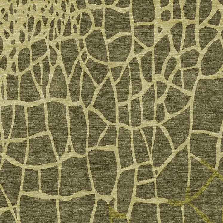 10' X 14' Olive Green And Dark Green Abstract Washable Indoor Outdoor Area Rug