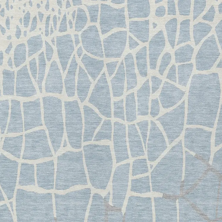 10' X 14' Sky Blue And Ivory Abstract Washable Indoor Outdoor Area Rug