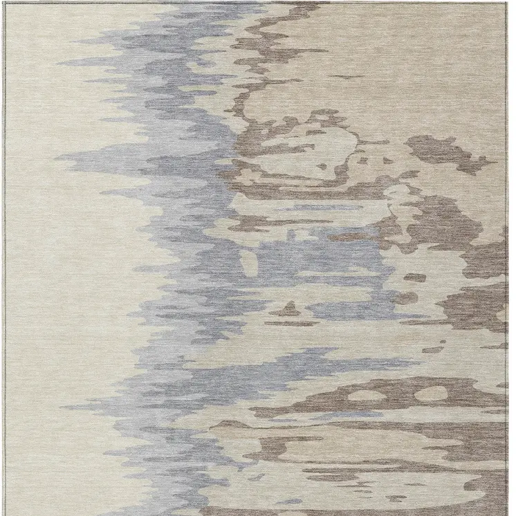 3' X 5' Beige Brown And Gray Abstract Washable Indoor Outdoor Area Rug